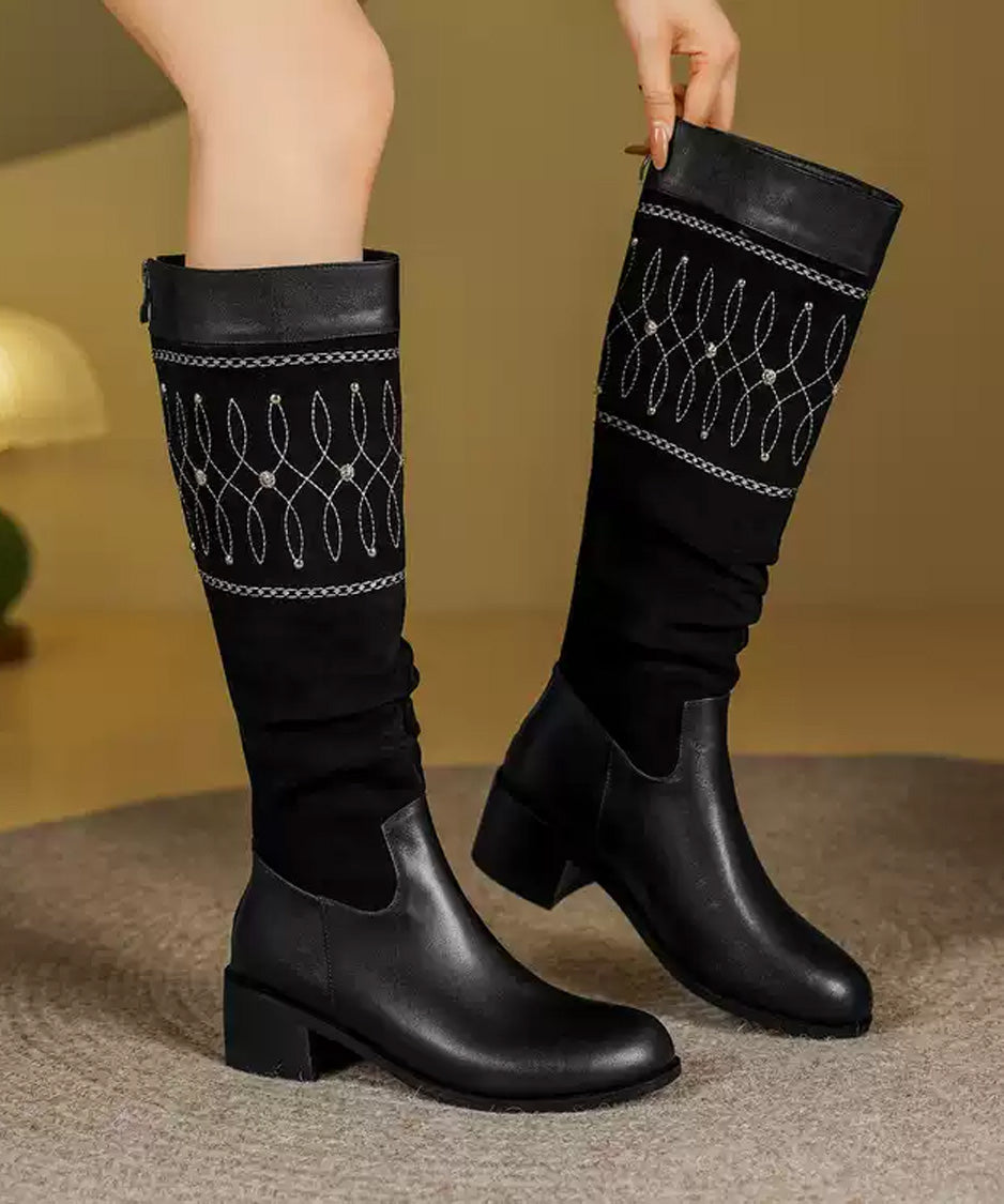 Ornament Embroidered Tall Boots