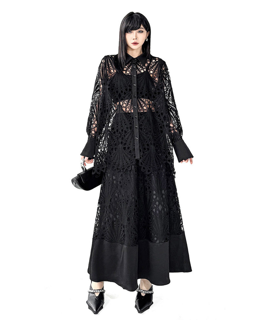 Lace Layer Blouse＆Skirt Co-ord