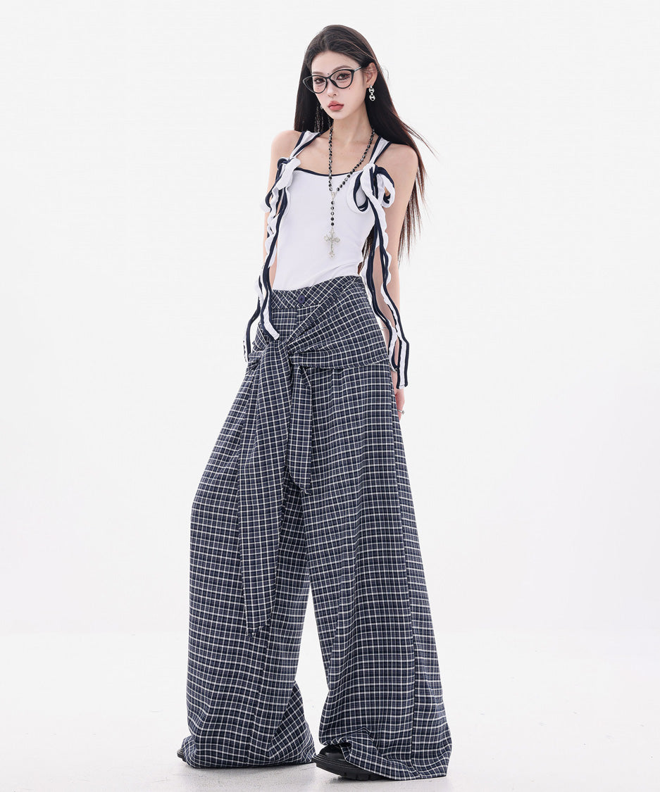 Grid Wrap Wide Pants