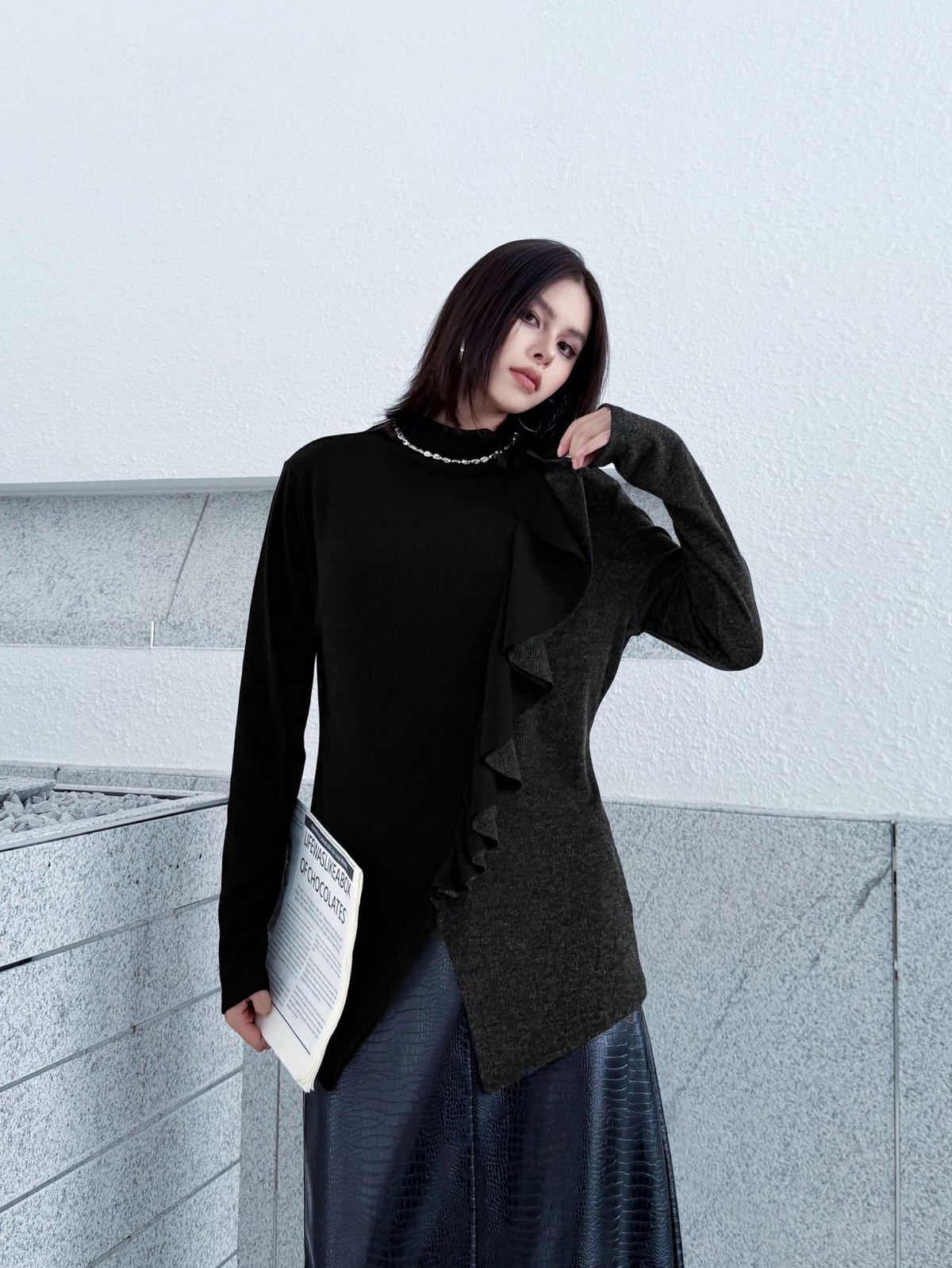 Frill Panel Contrast Top