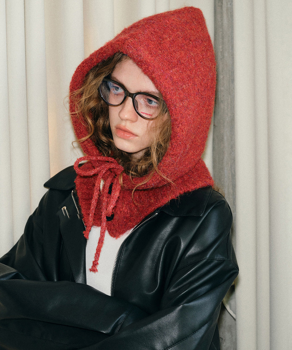 Ribbon Button Knit Balaclava