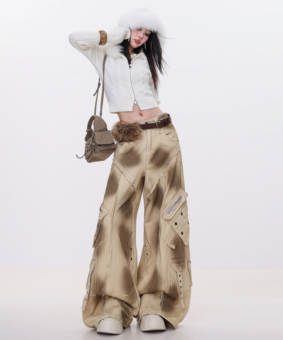 Dust Wash Multi Pocket Wide Pants