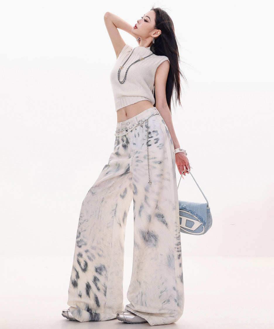 Ink Wash Wide Painter Pants