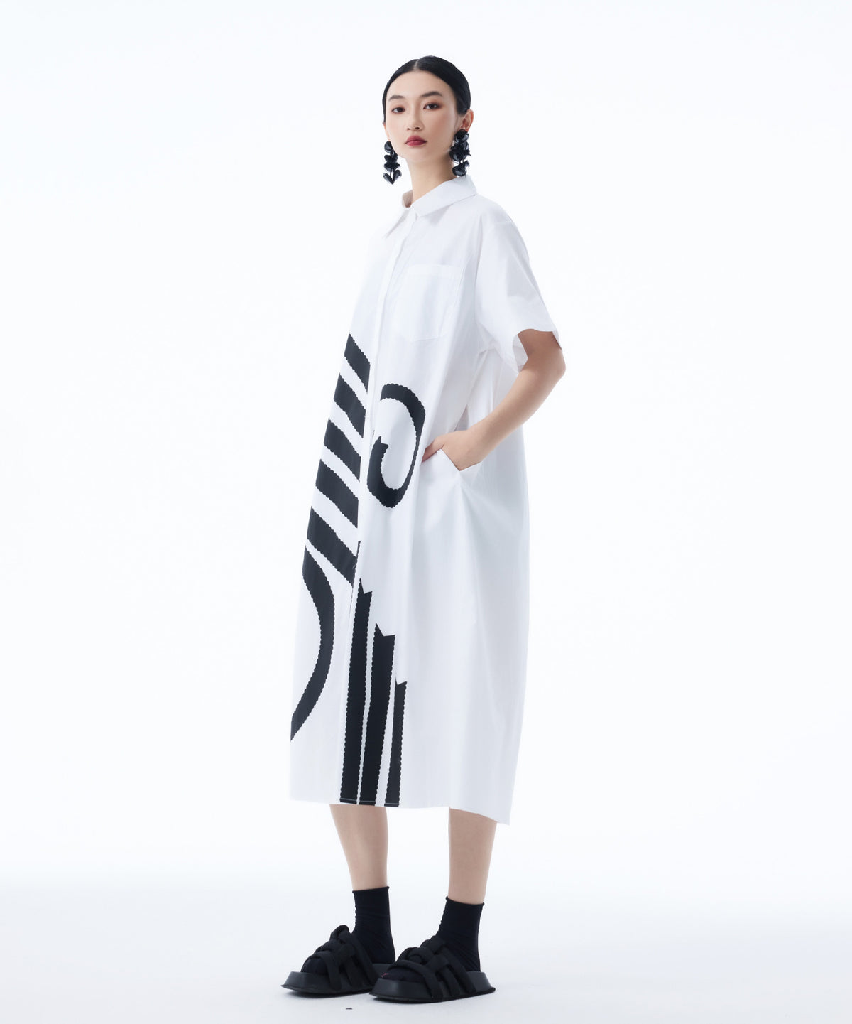 Graphic Flare Shirt Dress