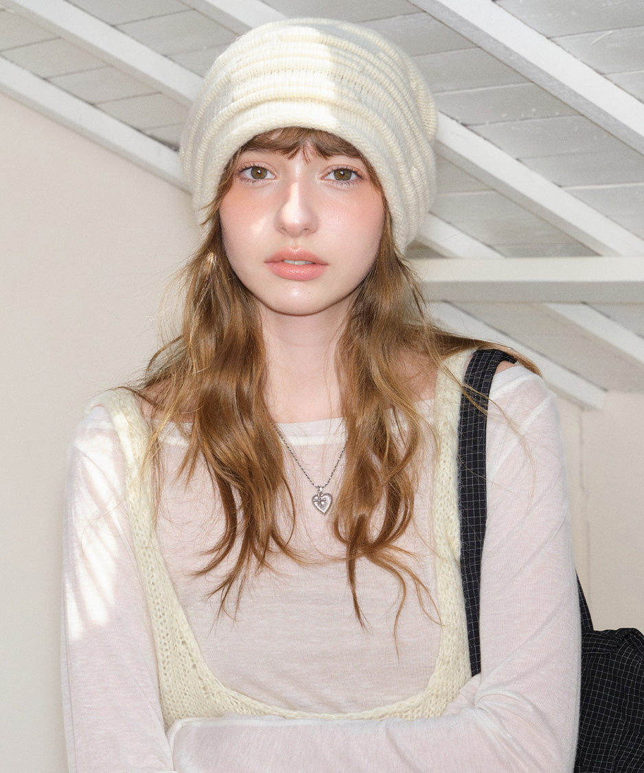 Sculpted Pleat Wool Beanie