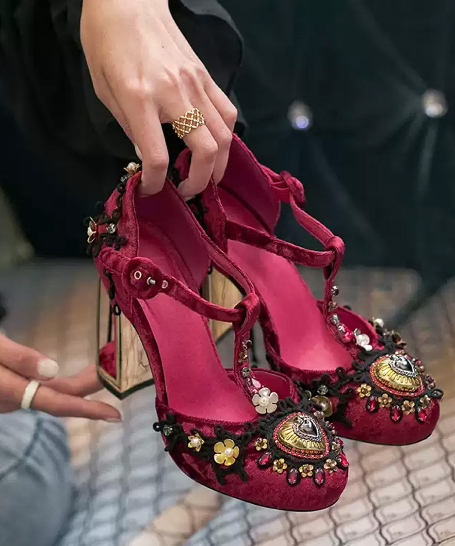 Baroque T Strap Cage Heel Pumps
