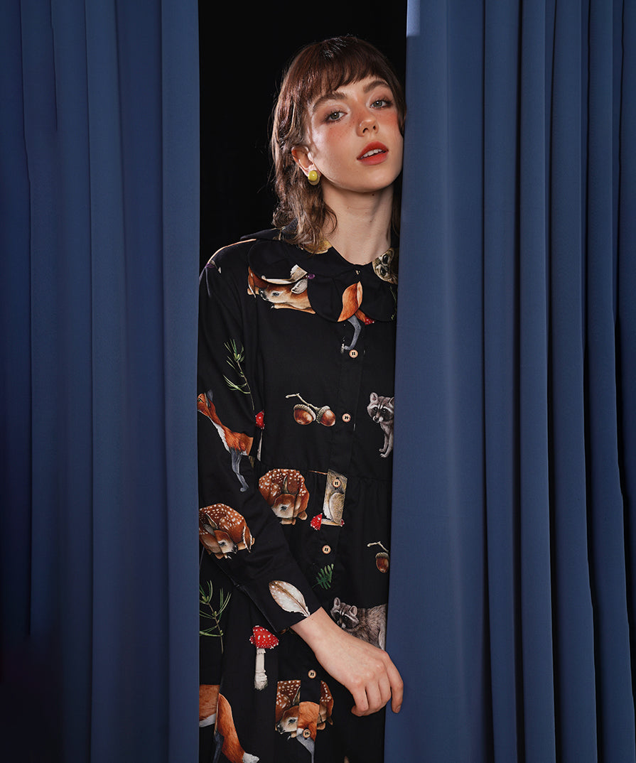 Forest Animal Printed Dress