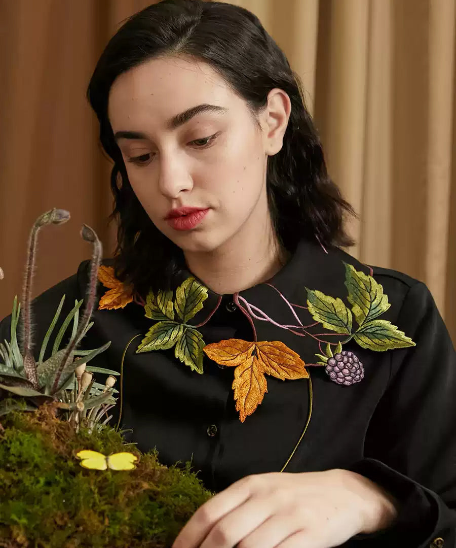 Berry Vine Embroidered Blouse