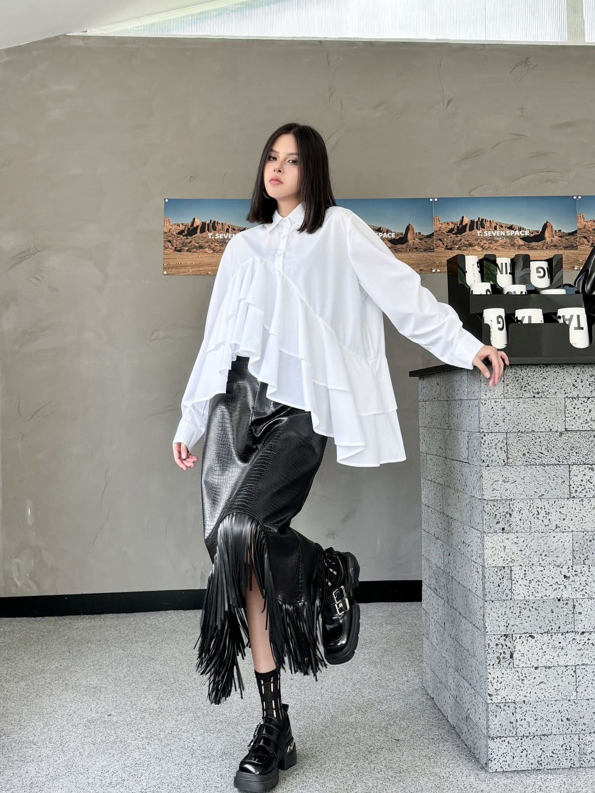 Cascade Layer Frill Blouse