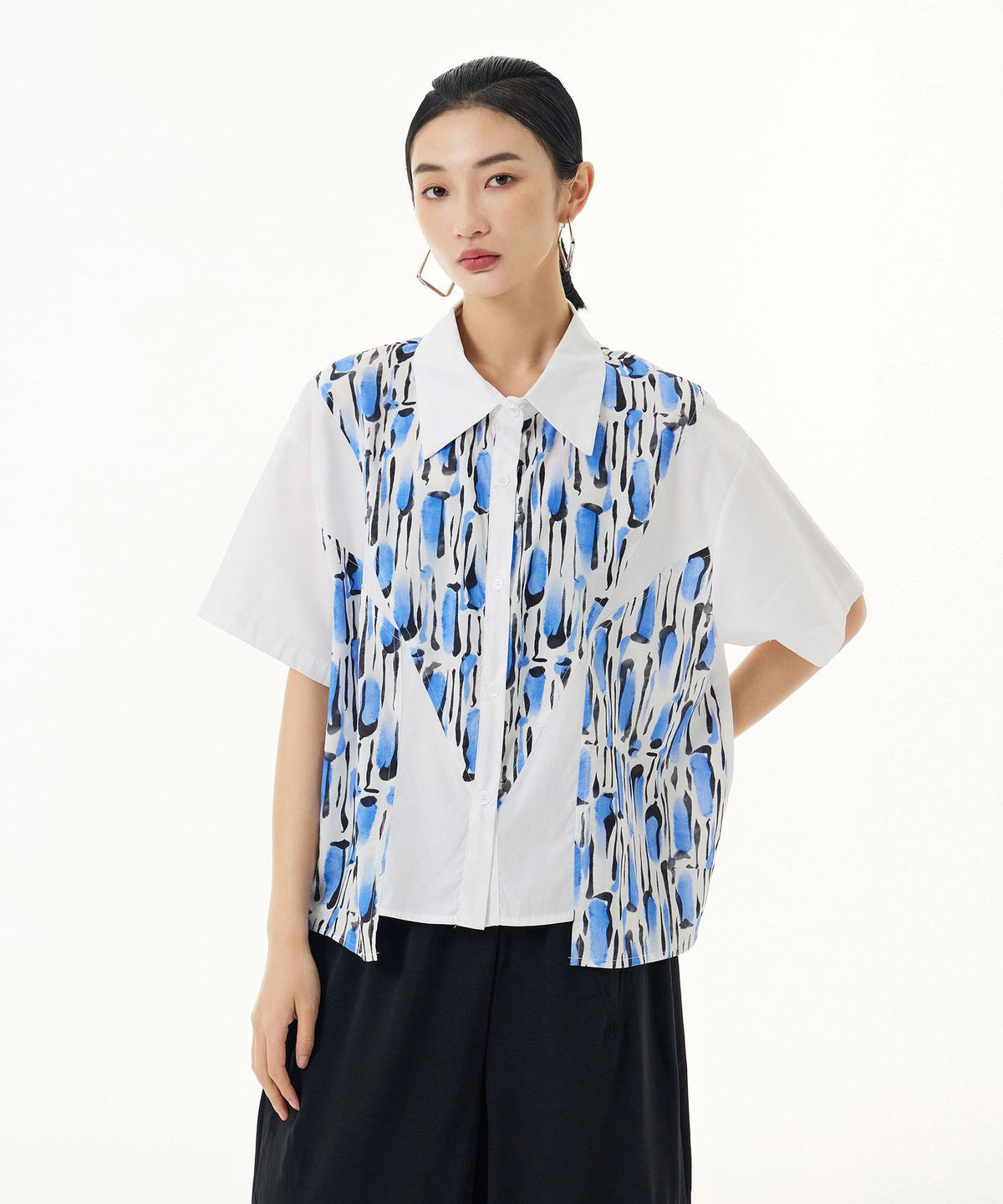 Blue Graphic Blouse