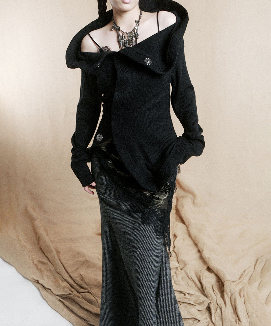 Sculptural Drape Collar Top
