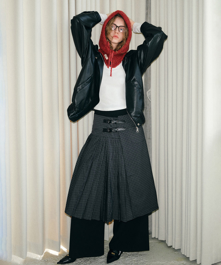 Ribbon Button Knit Balaclava