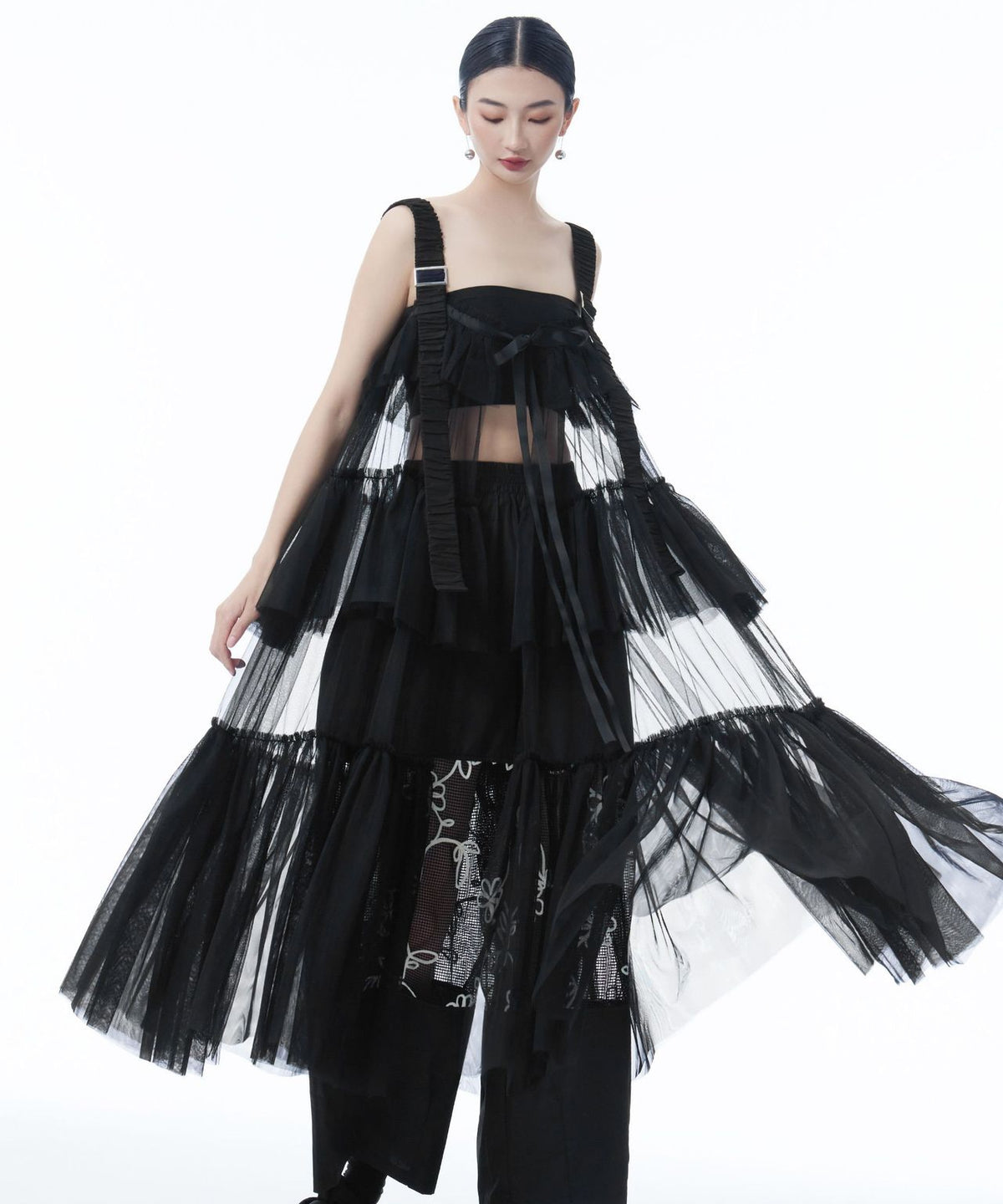 Tulle Tiered Camisole Layer Top