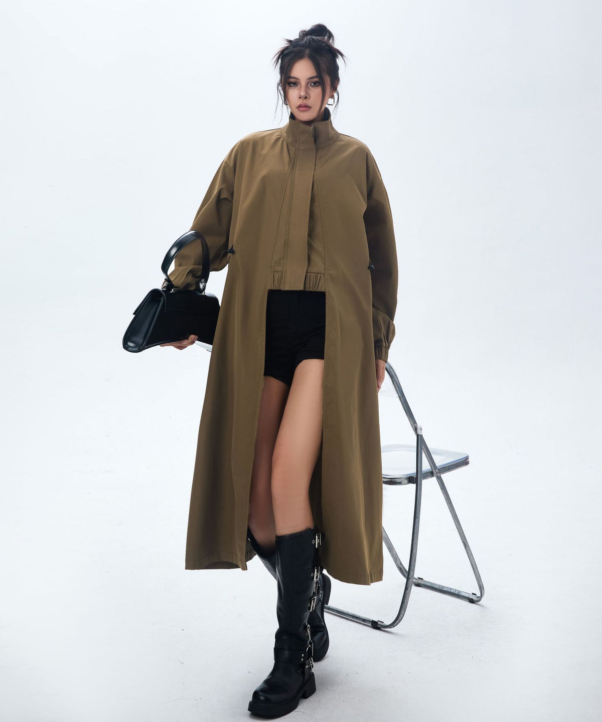 High Neck Wide Long Jacket