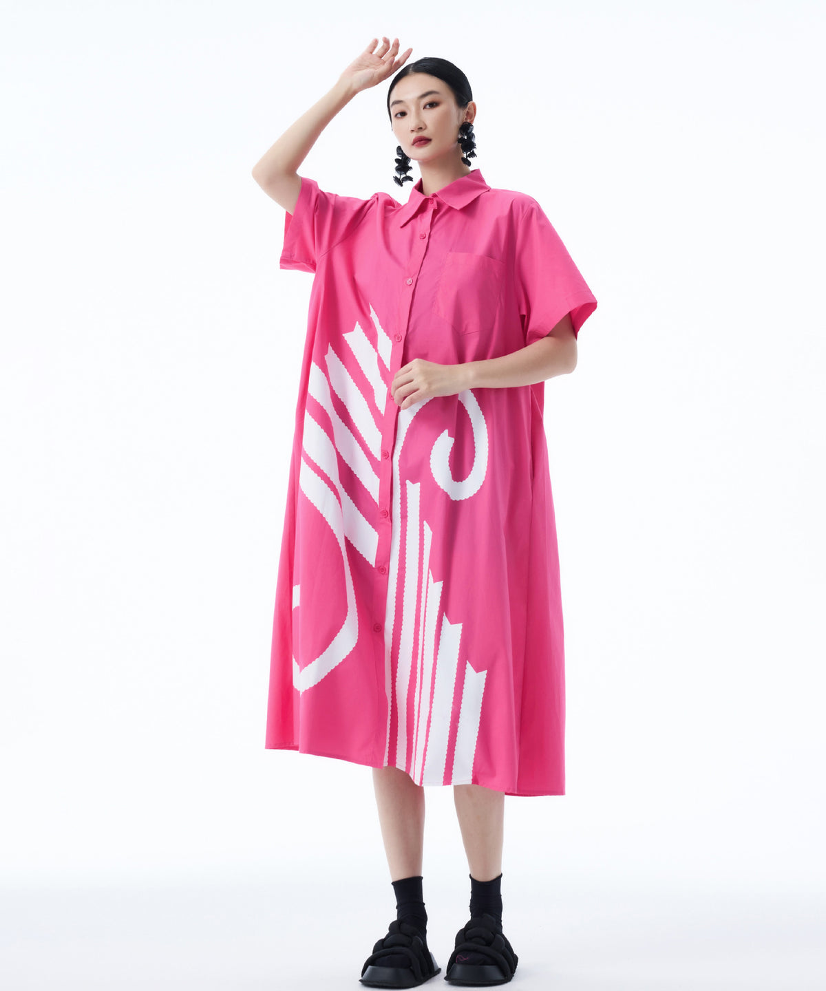 Graphic Flare Shirt Dress