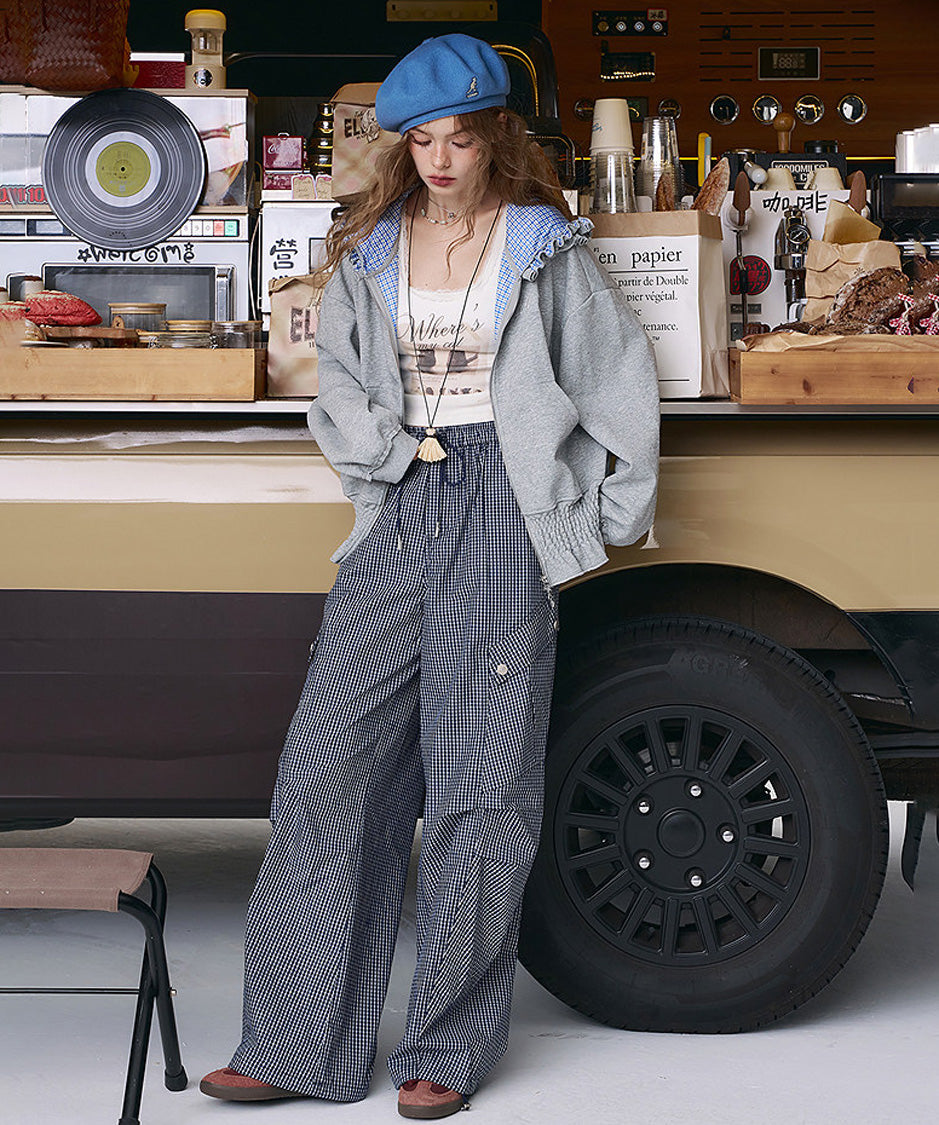 Frill Check Hoodie