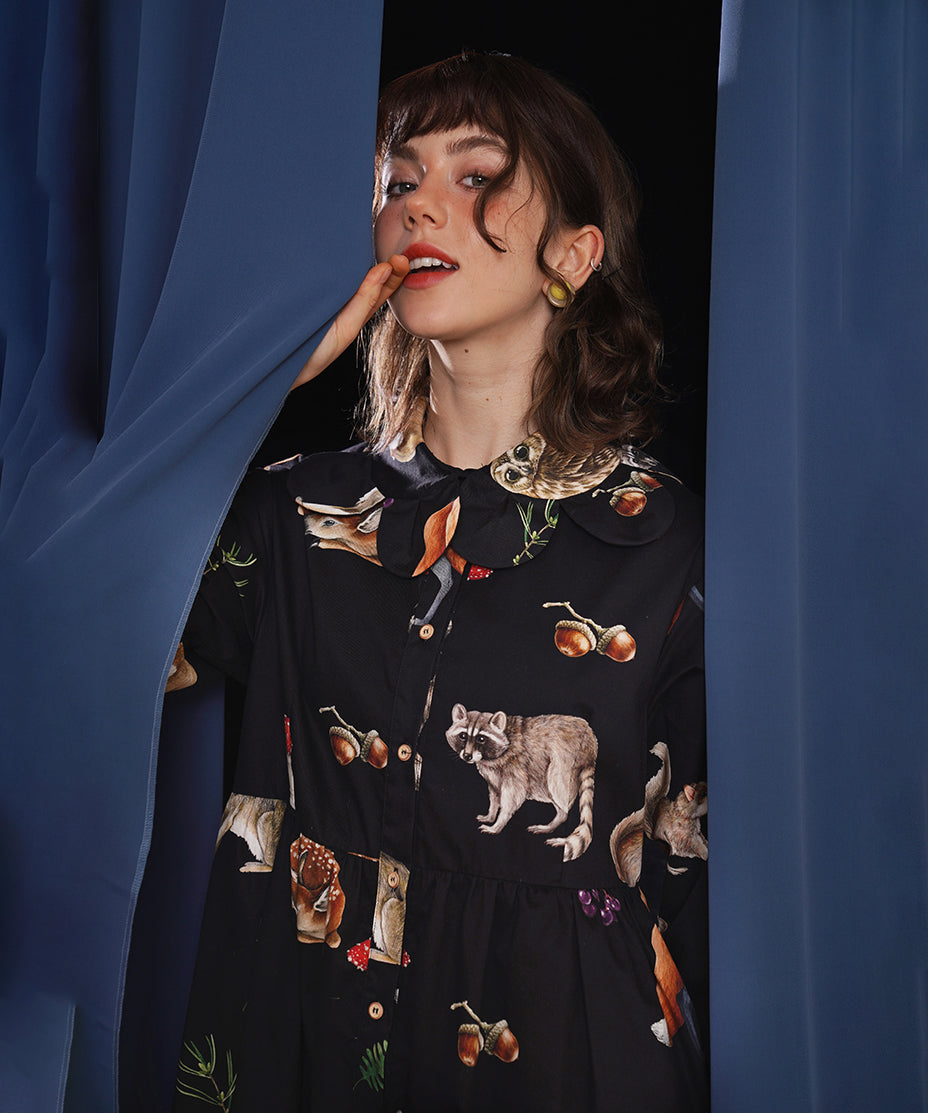 Forest Animal Printed Dress