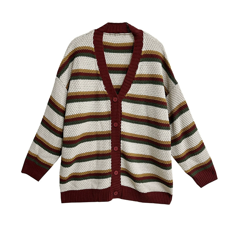 Multi Stripe Loose Knit Cardigan