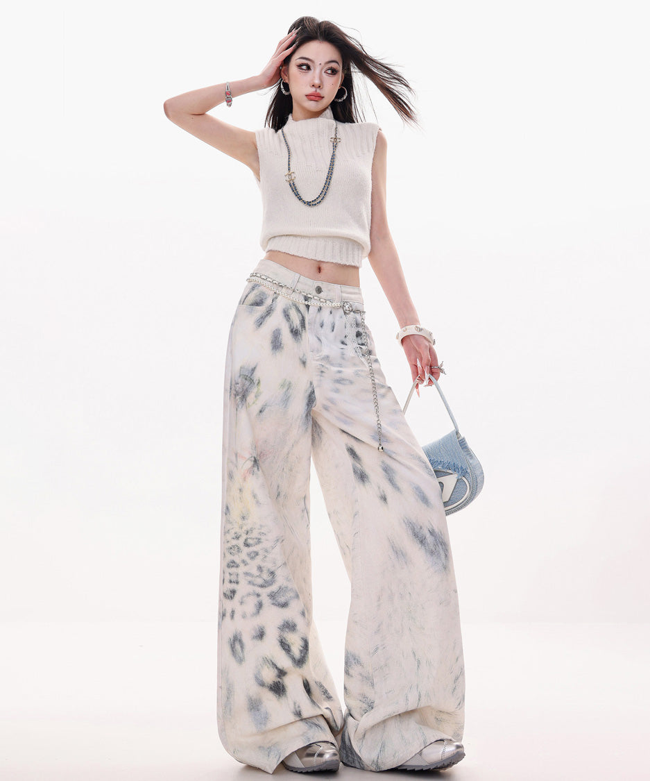 Ink Wash Wide Painter Pants