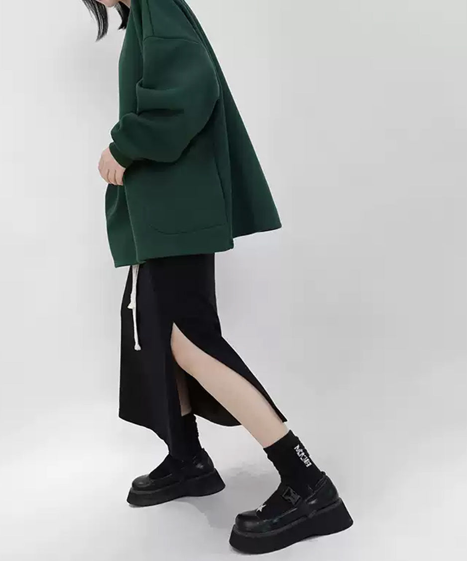 Ribbon Slit Sweat Skirt