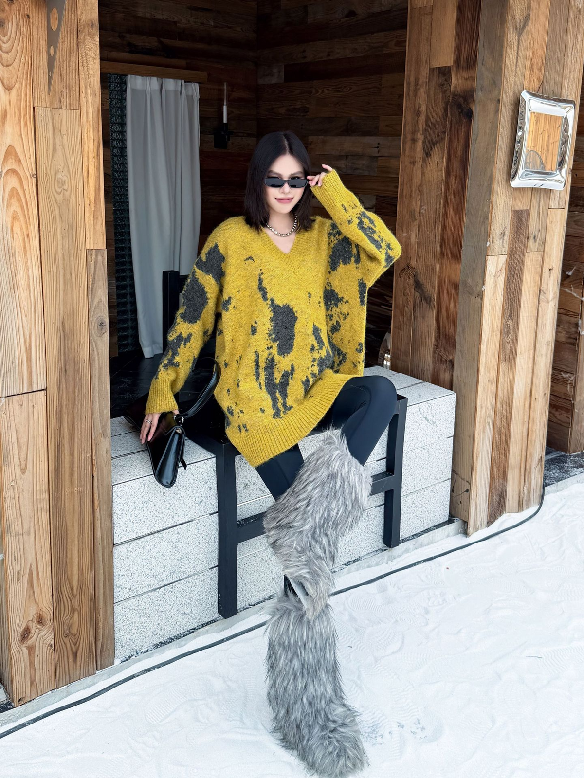 Abstract Dye Oversized Knit Top