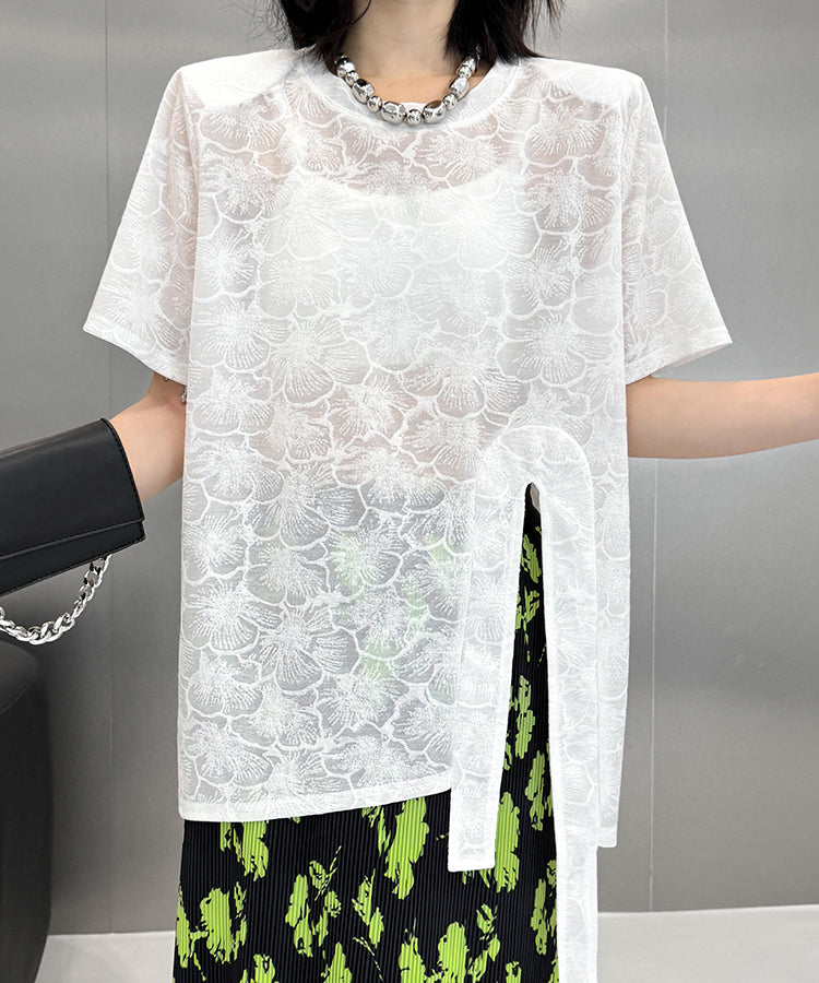 Floral Lace Slit Top
