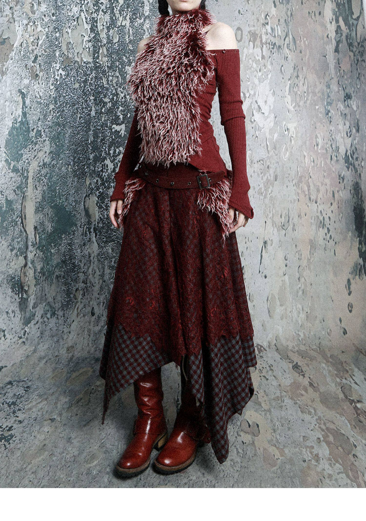 Fur Belt Handkerchief Skirt