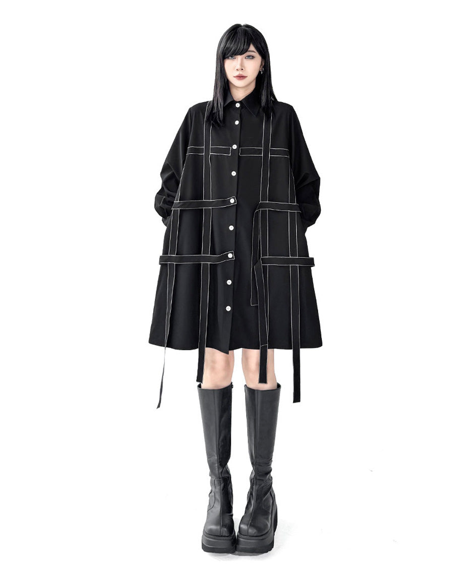 Line Strap Shirt Dress