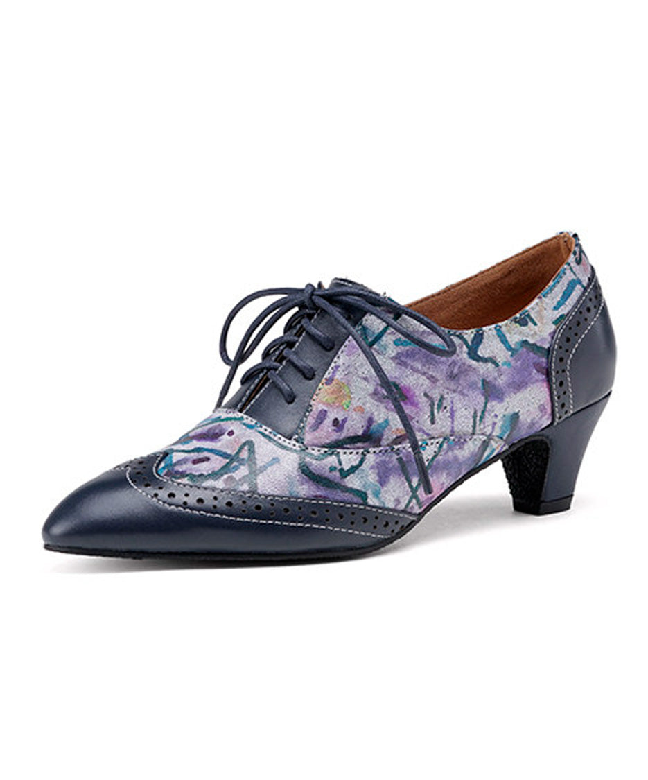 Watercolor Brogue Heel Shoes