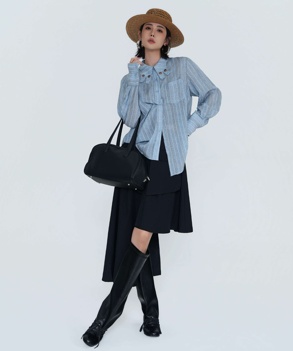 Button Accent Draped Blouse