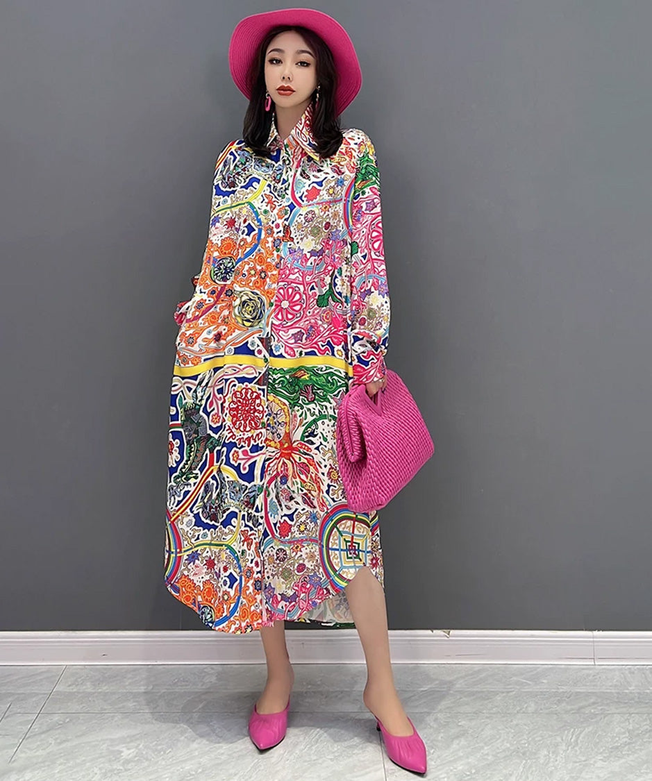 Kaleido Patch Shirt Dress
