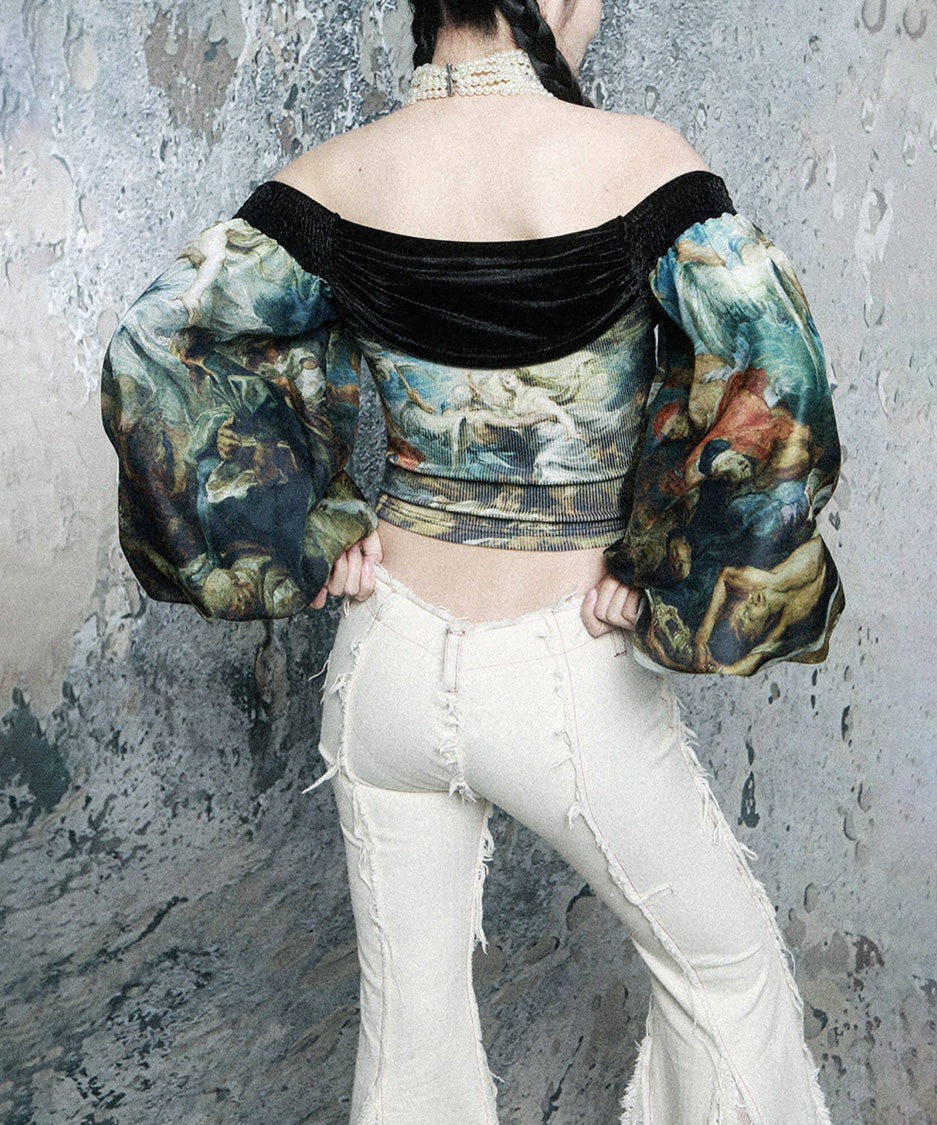 Baroque Art Off Shoulder Volume Top