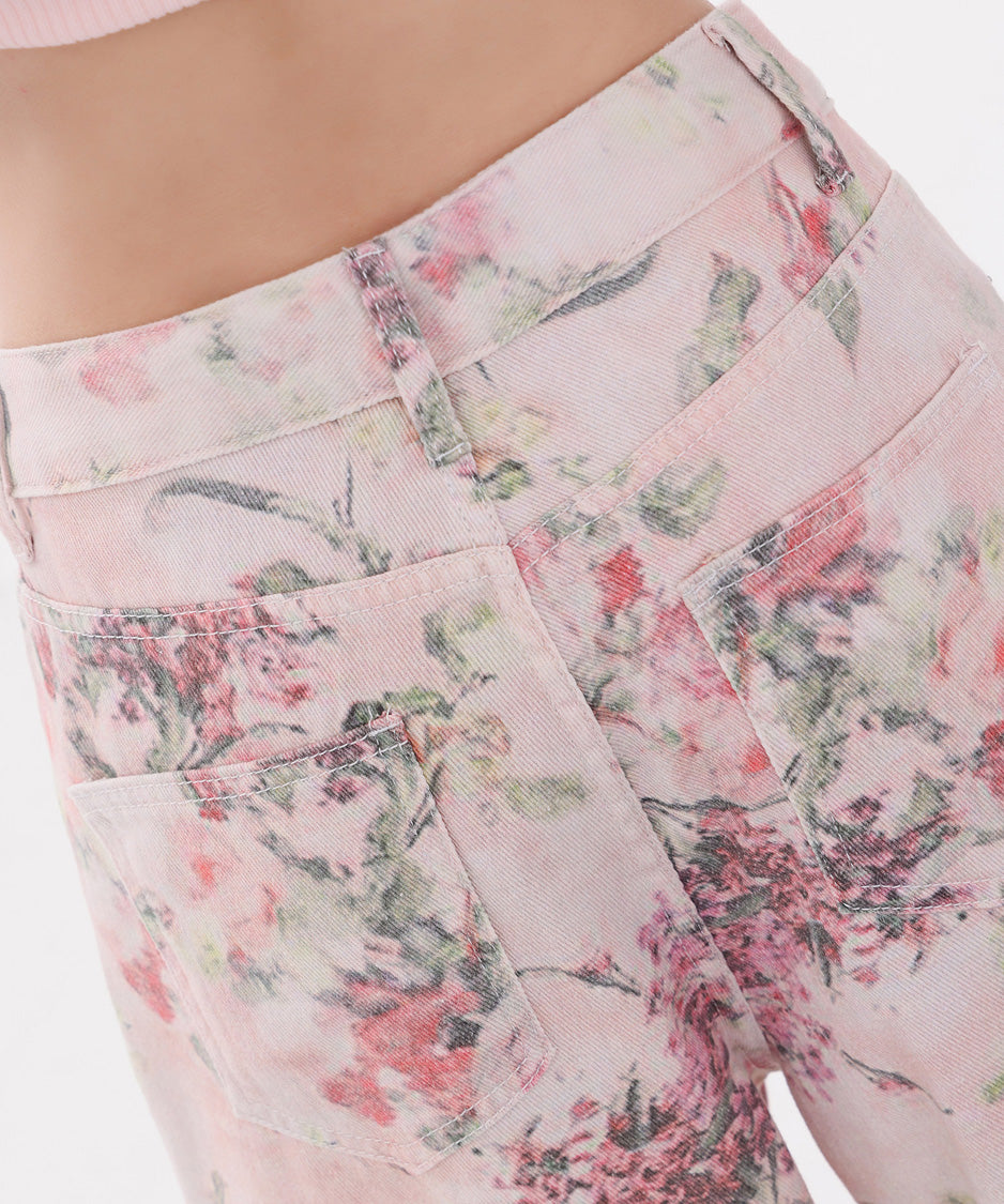 Floral Script Pocket Wide Pants