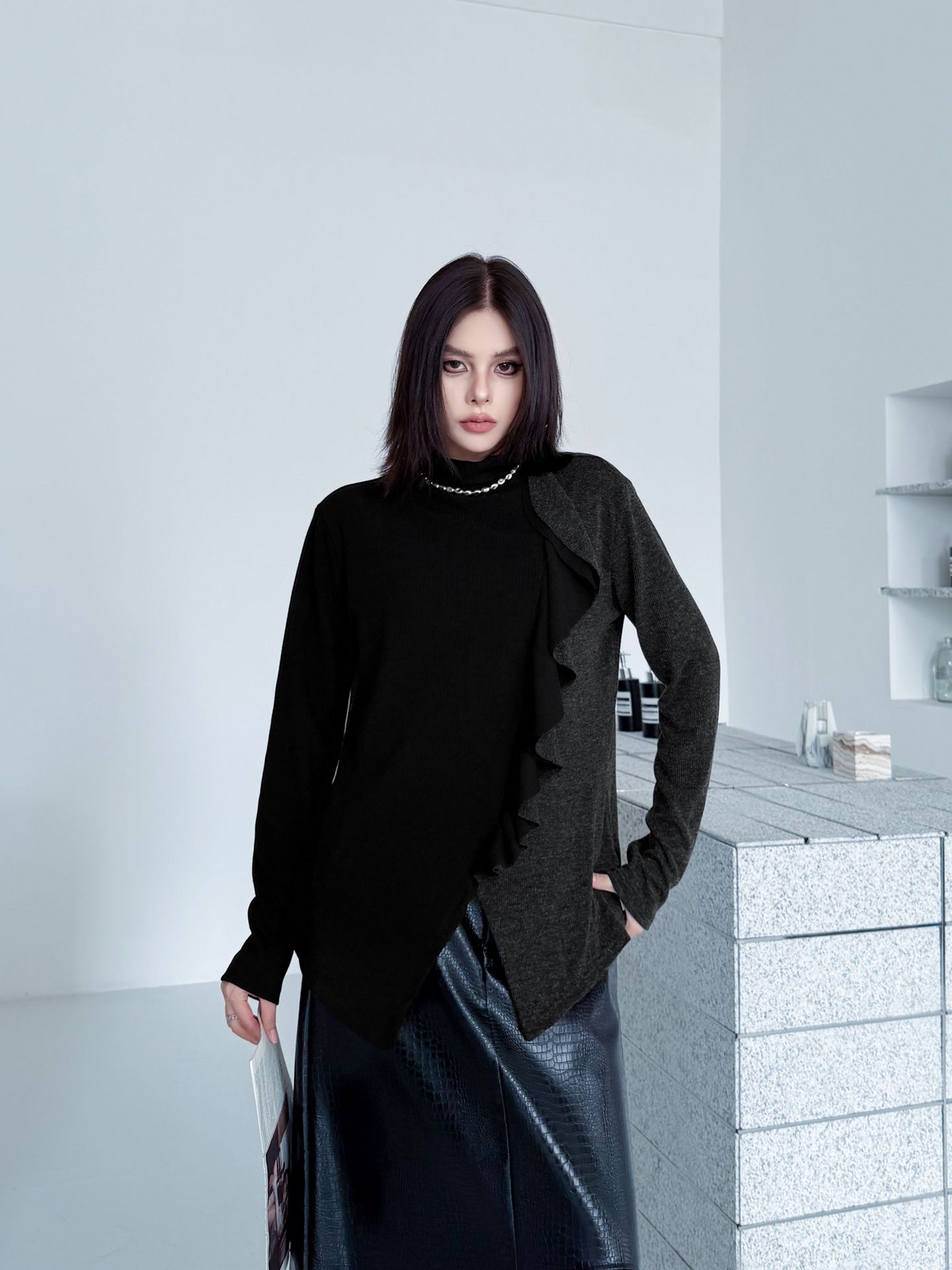 Frill Panel Contrast Top