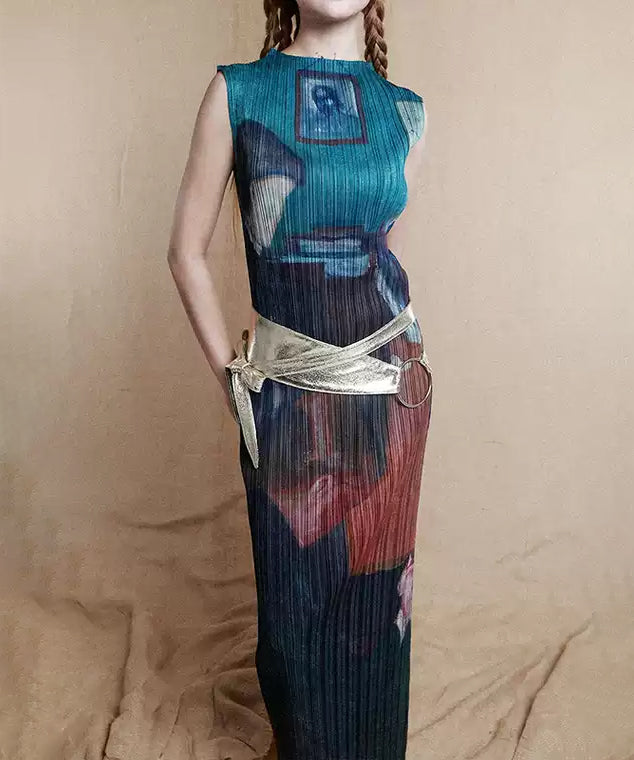 Pleated Art  Skirt