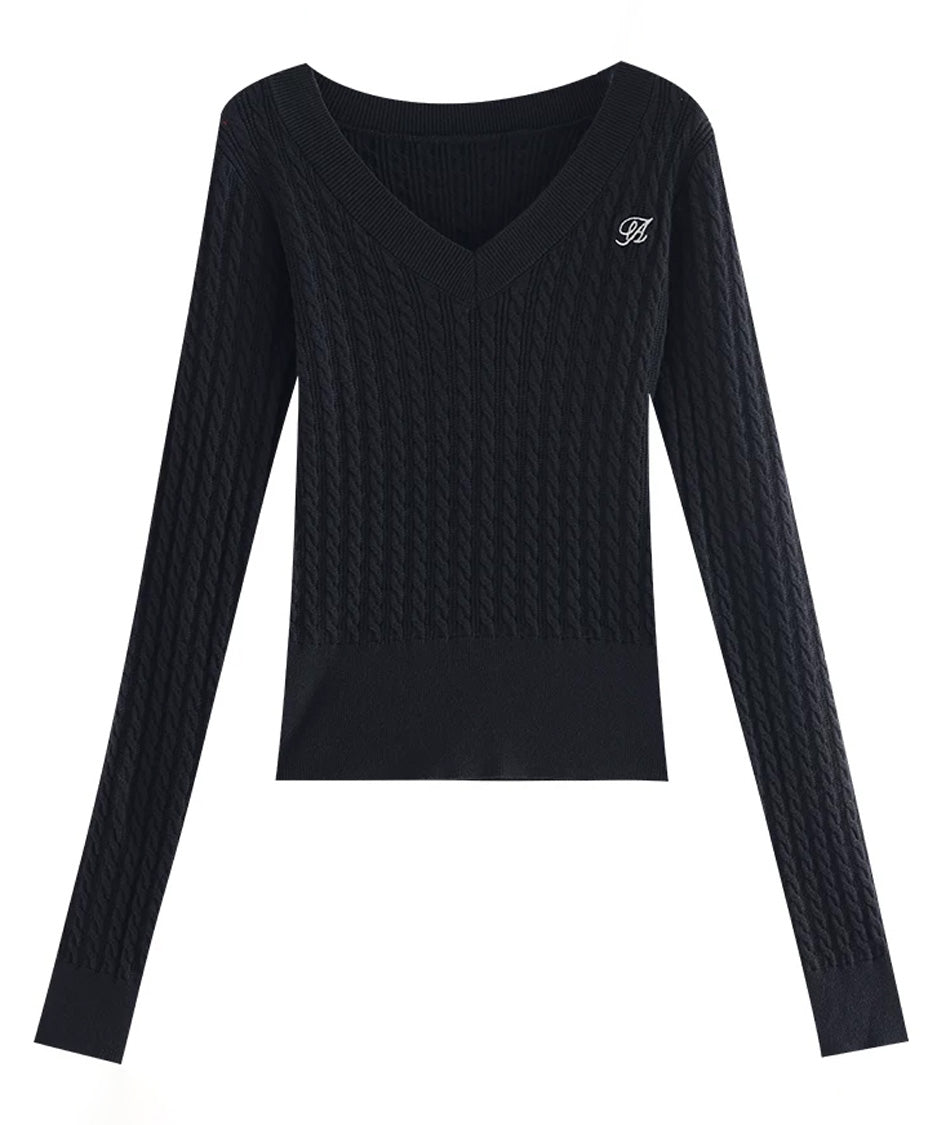 Cable Stripe VNeck Top
