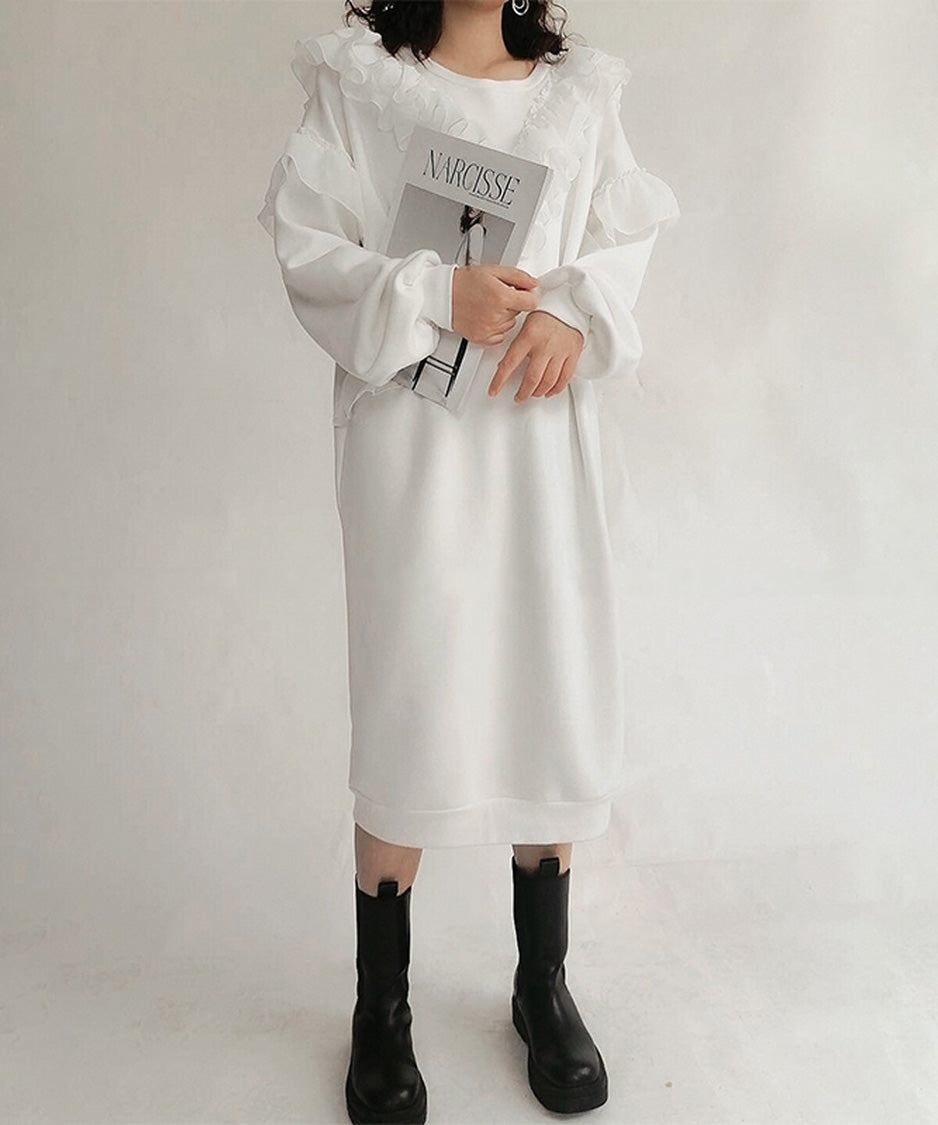Airy Frill Sweat Dress