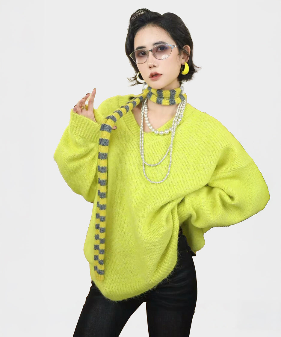 Fuzzy Stripe Long Scarf