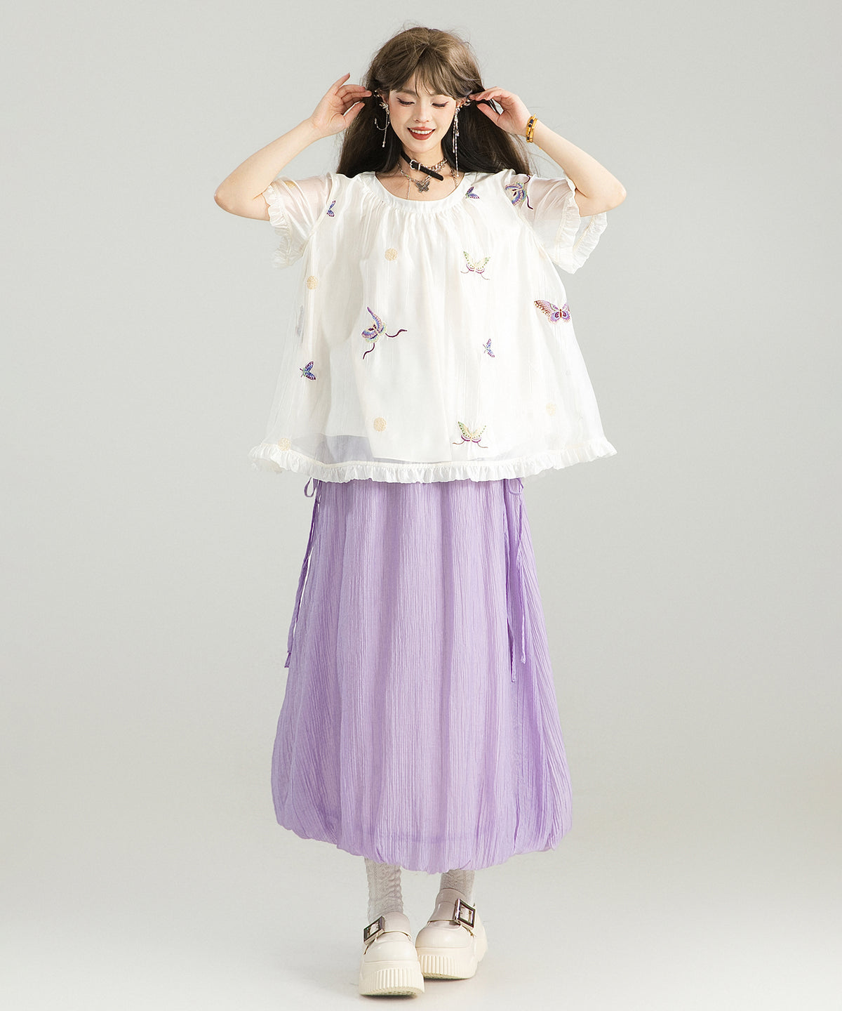 Sheer Balloon Hem Skirt