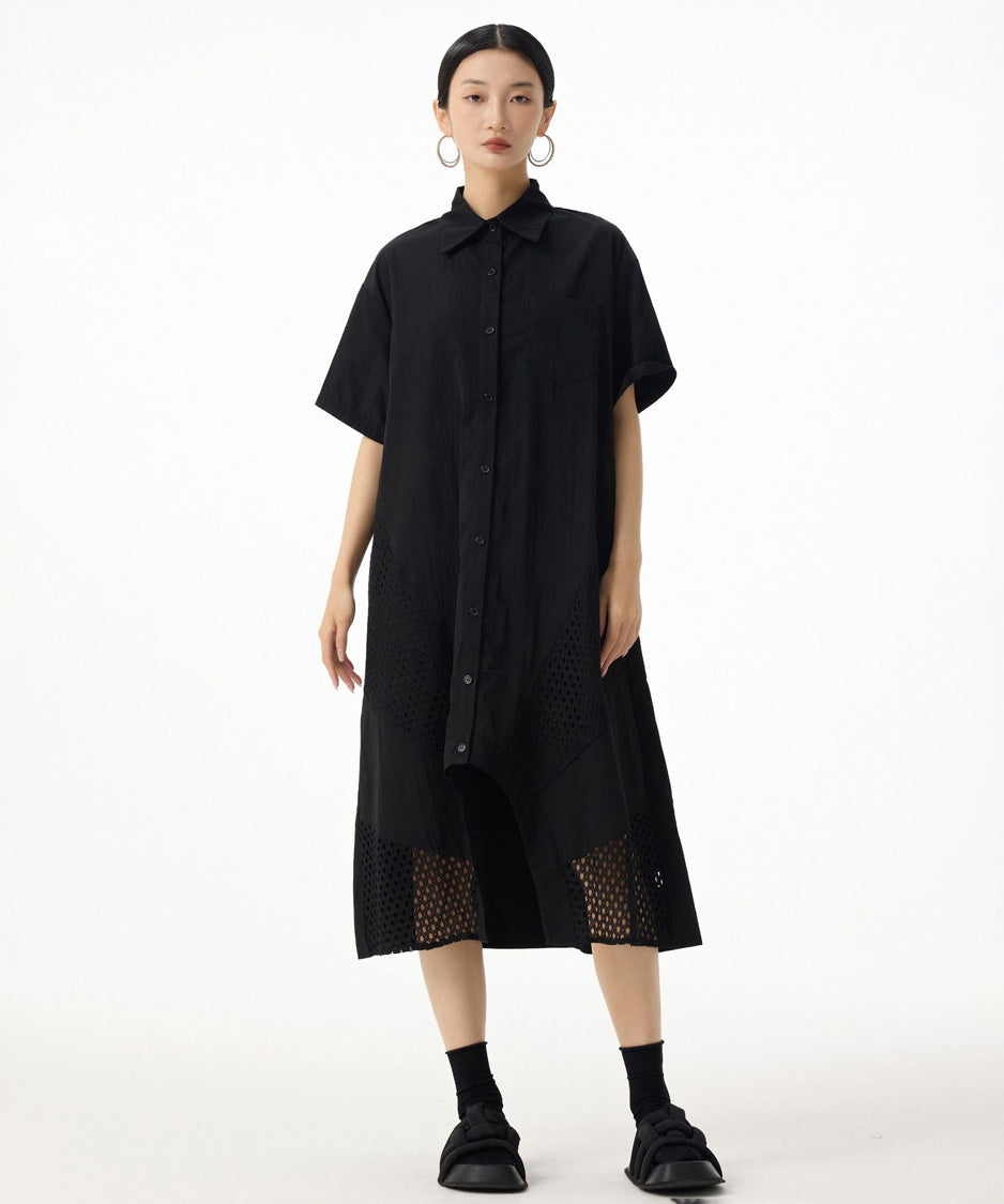 Mesh Panel Flow Dress