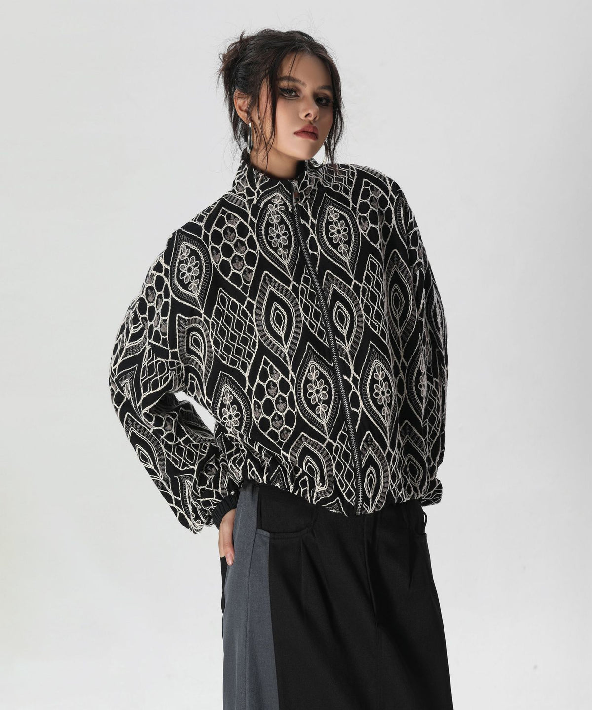 Ornate Pattern Zip Jacket