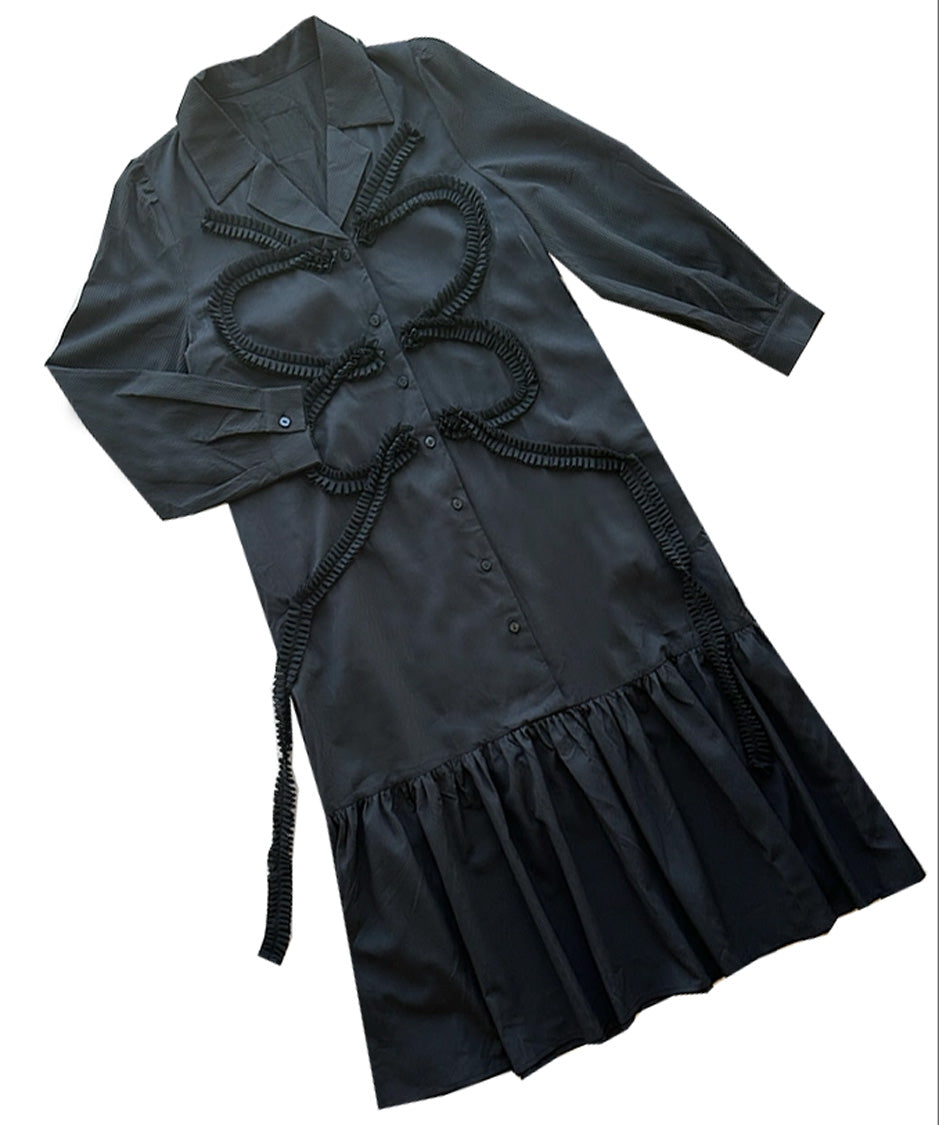 Ribbon Applique Shirt Dress