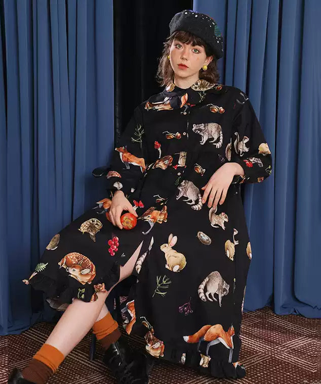 Forest Animal Printed Blouse