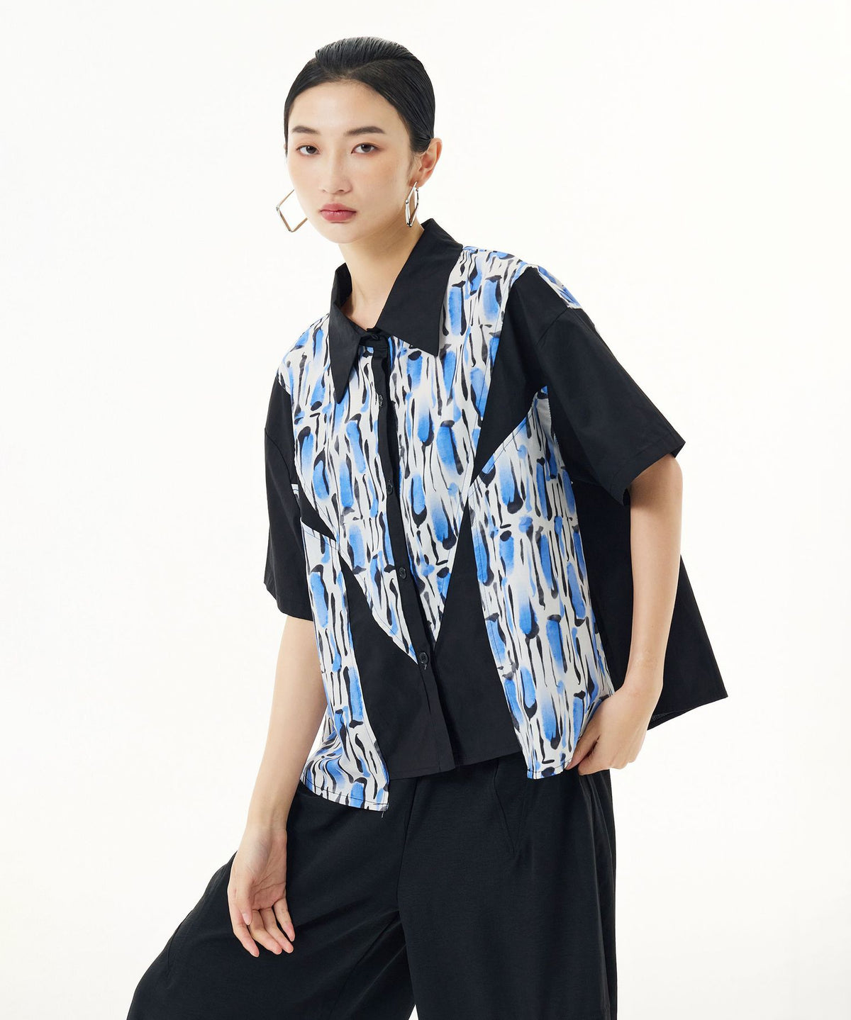 Blue Graphic Blouse
