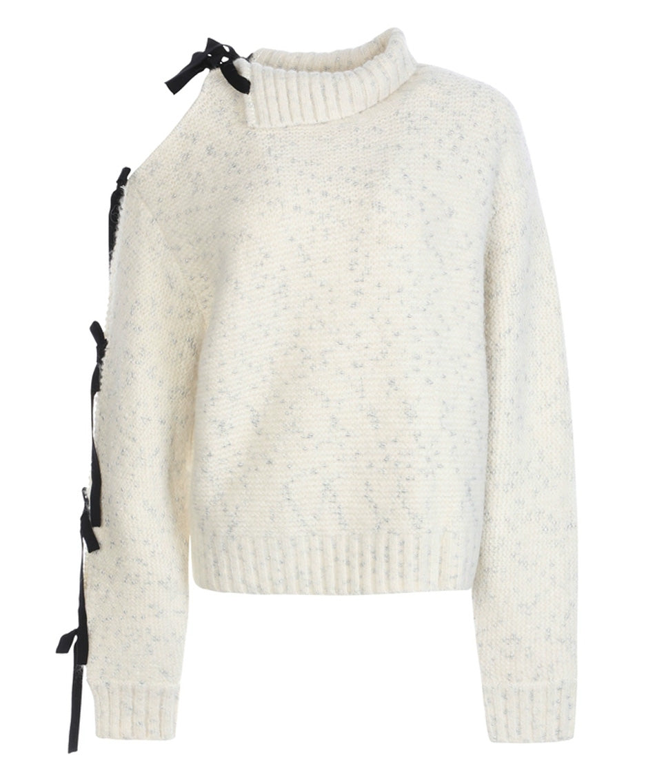 Ribbon Cutout Knit Sweater