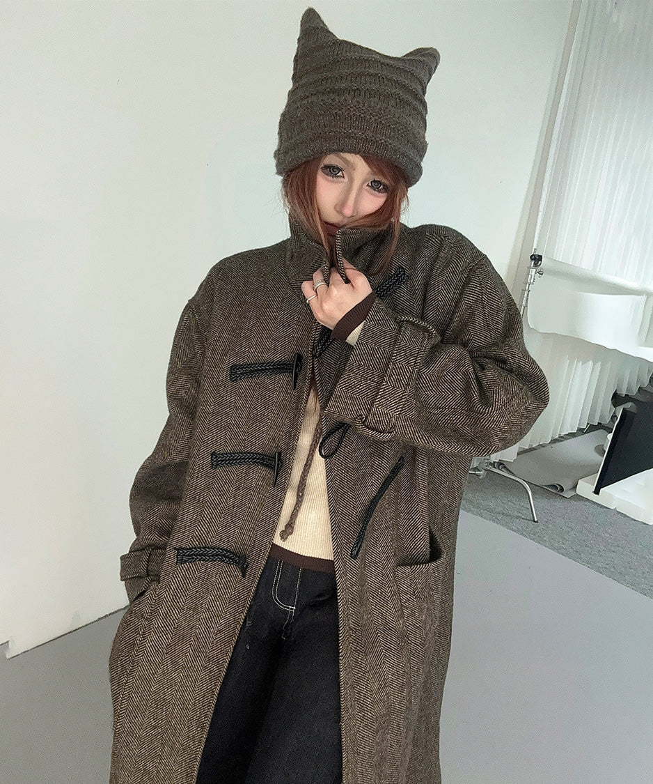 Herringbone Toggle Long Coat