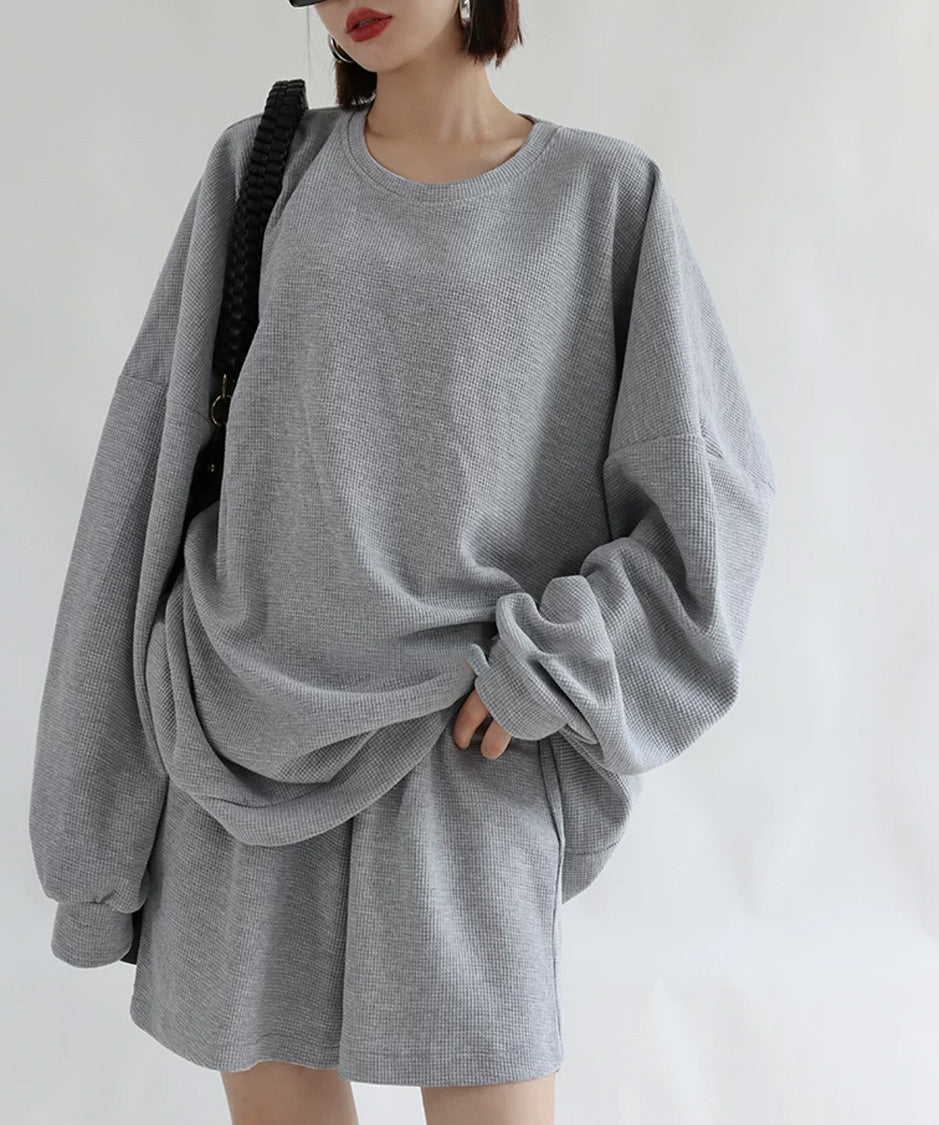 Waffle Relaxed Shorts Set