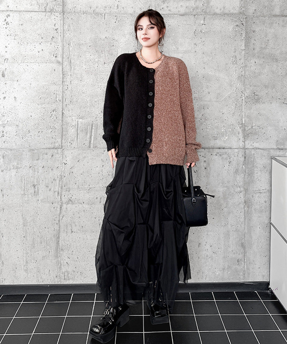 Offset Panel Knit Cardigan
