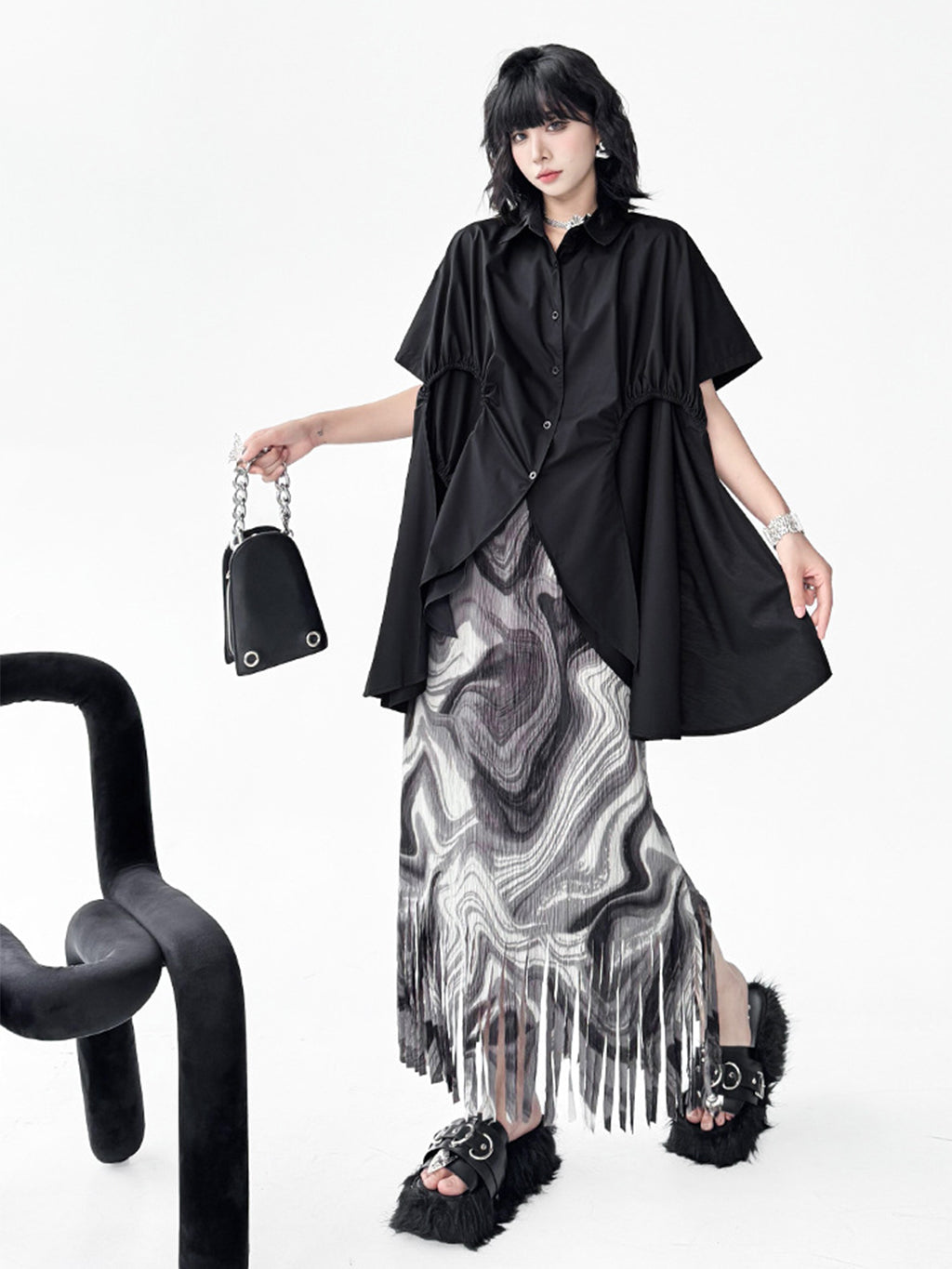 Layer Flare Gathered Blouse
