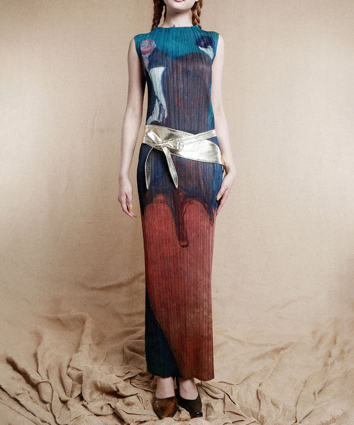 Painting Motif Sleeveless Dress